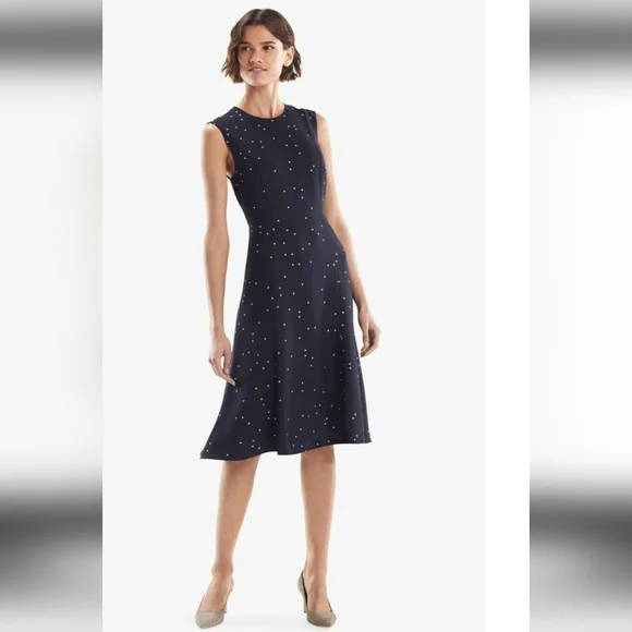 MM. Lafleur Jack Star Jane Midi Dress Sleeveless Navy And White 12 - Picture 1 of 7